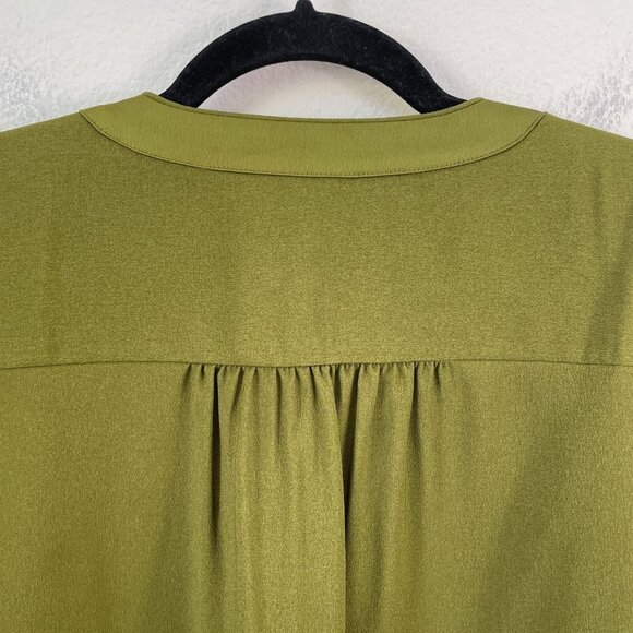 J Crew Womens Small Moss Green Blouse 3/4 Sleeve Shirt Top V Neck - Picture 12 of 12